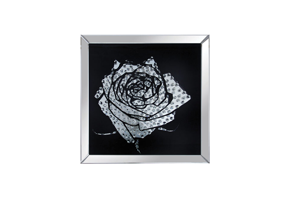 Beveled mirrored finish and faux glam inlays wall decor by Acme