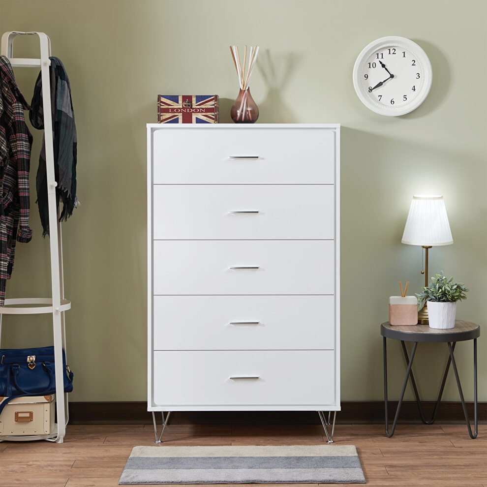 White chest w 5 drawers by Acme