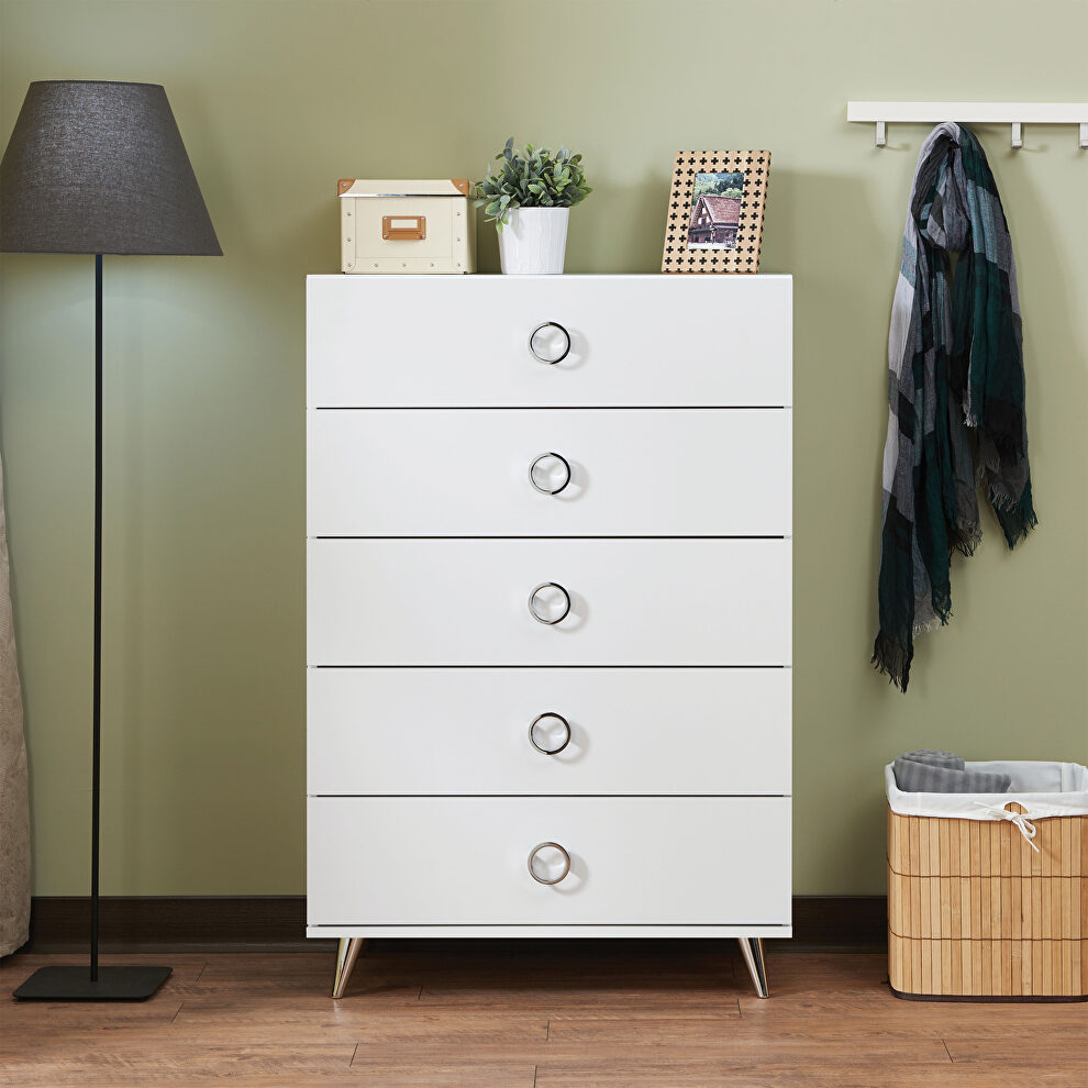 White chest w/ round handles by Acme
