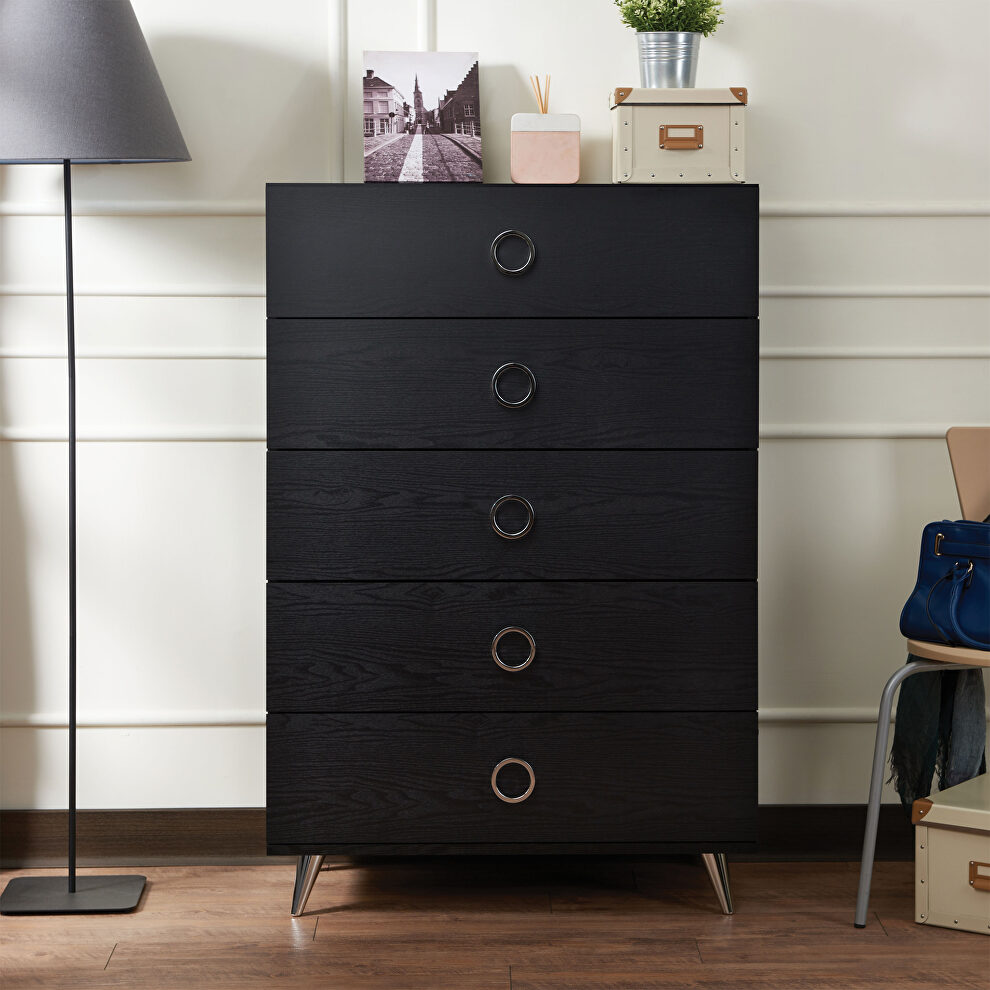 Black chest w/ round handles by Acme