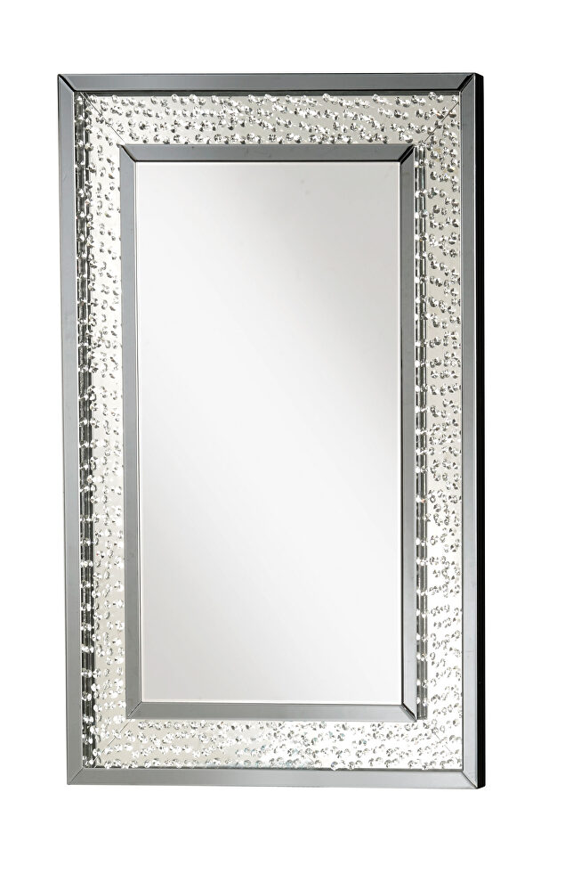 Mirrored & faux crystals accent mirror by Acme