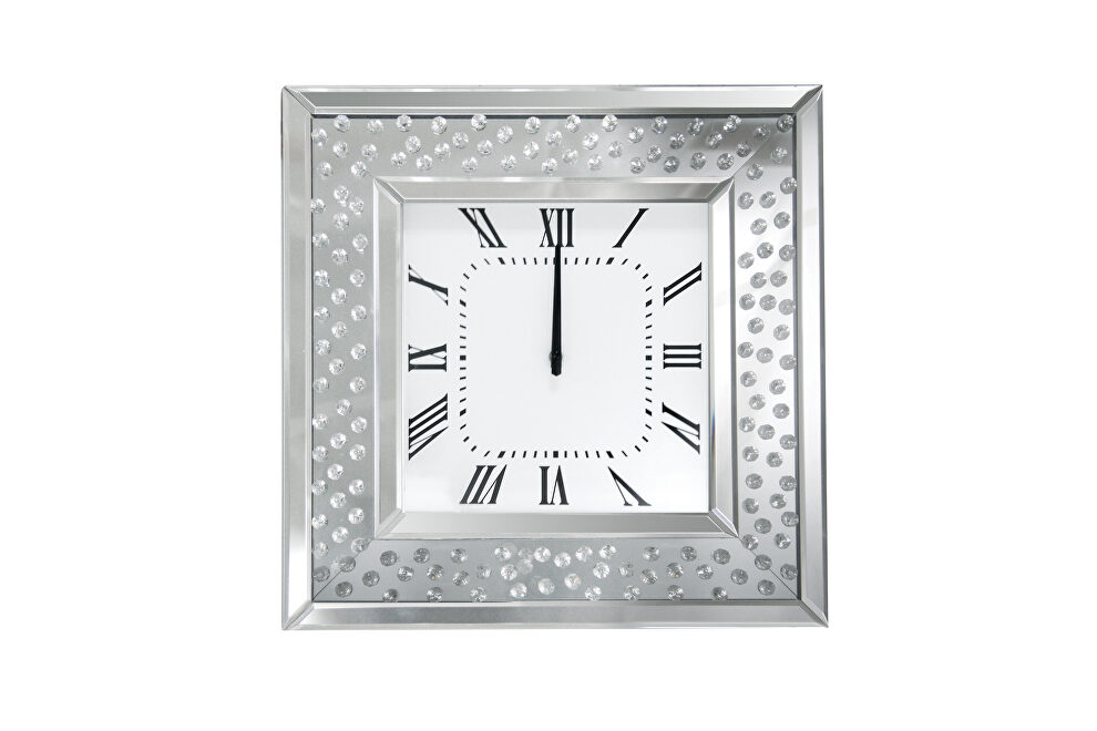 Clear glass & faux crystal inlay wall clock by Acme