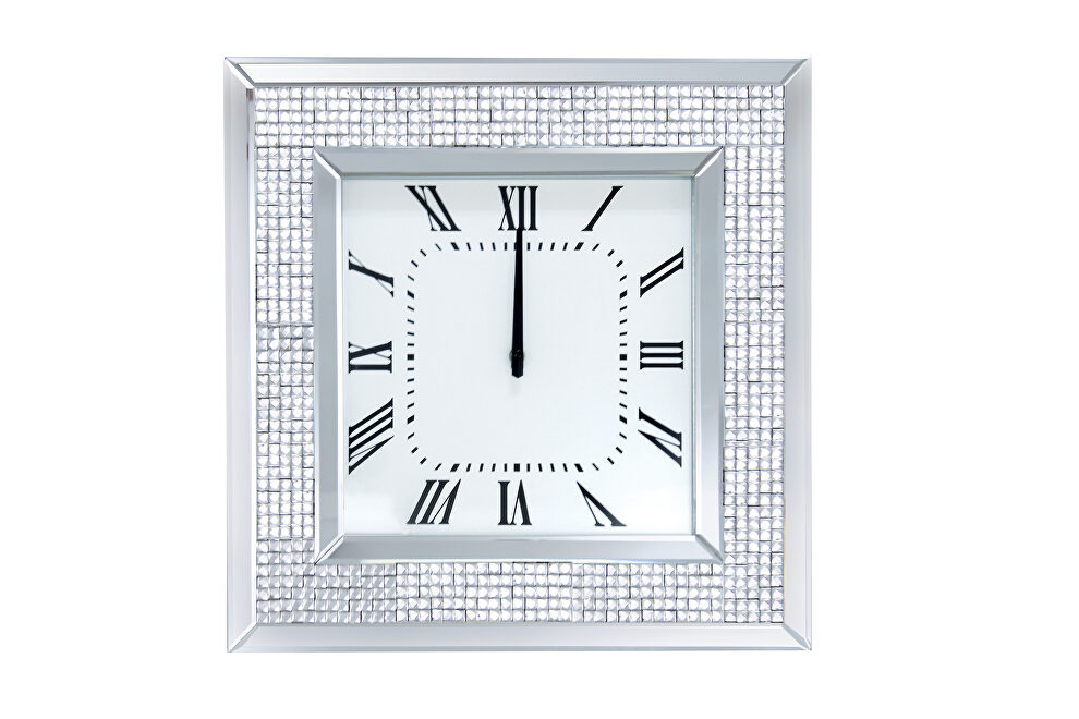 Faux square diamonds/ mirror trim wall clock by Acme