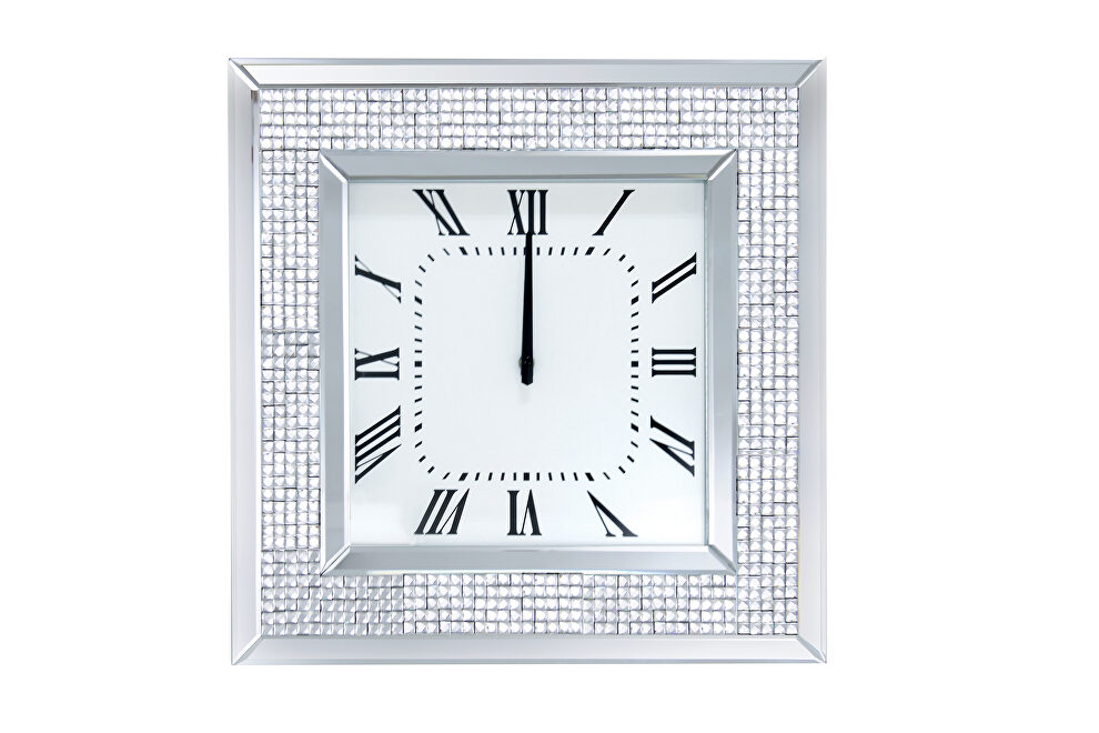 Faux square diamonds/ mirror trim wall clock by Acme