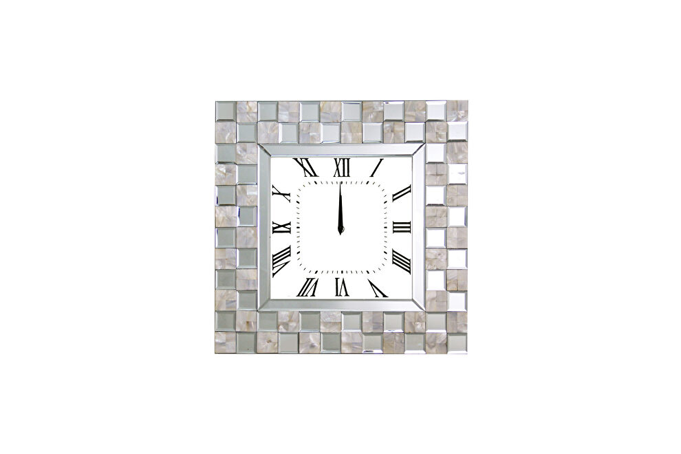 Mirrored & mother pearl wall clock by Acme