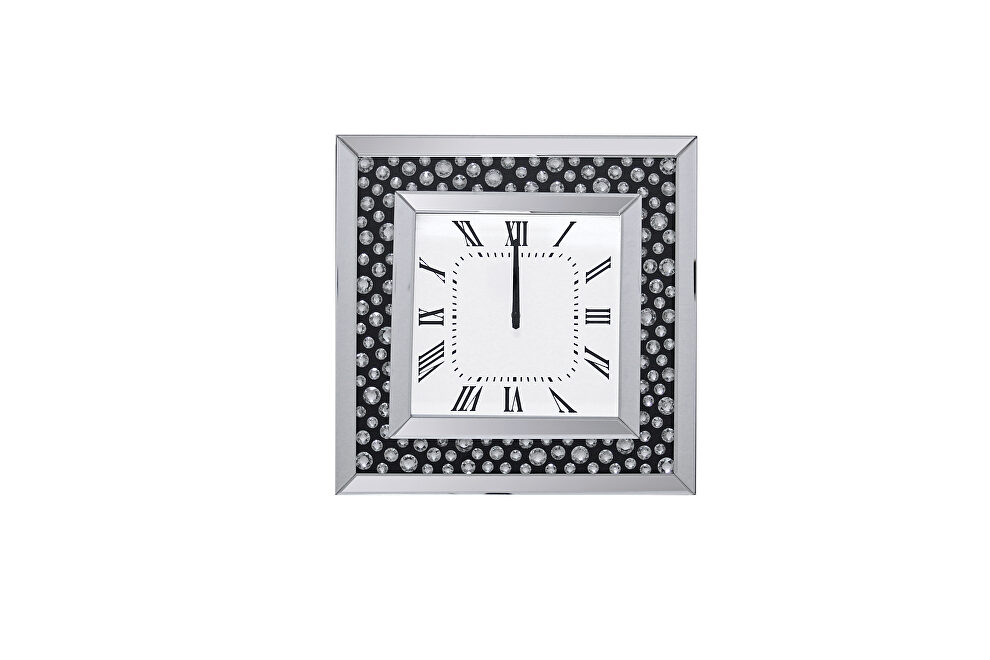 Clear glass & faux gemstones inlay wall clock by Acme