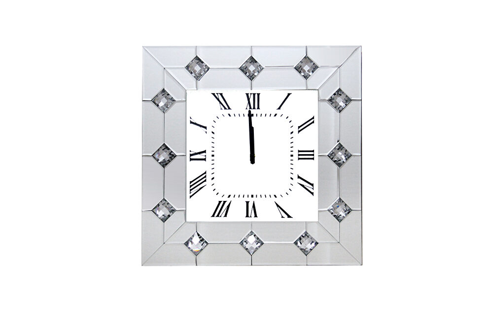 Mirrored & faux rhinestones wall clock by Acme