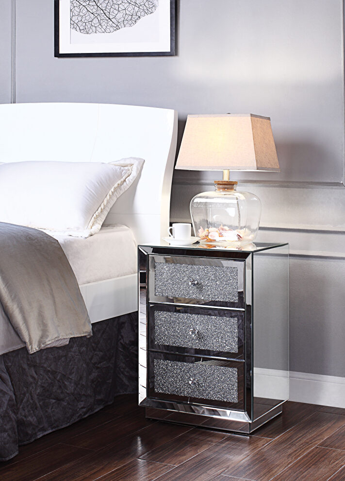 Mirrored & faux crystals accent table by Acme