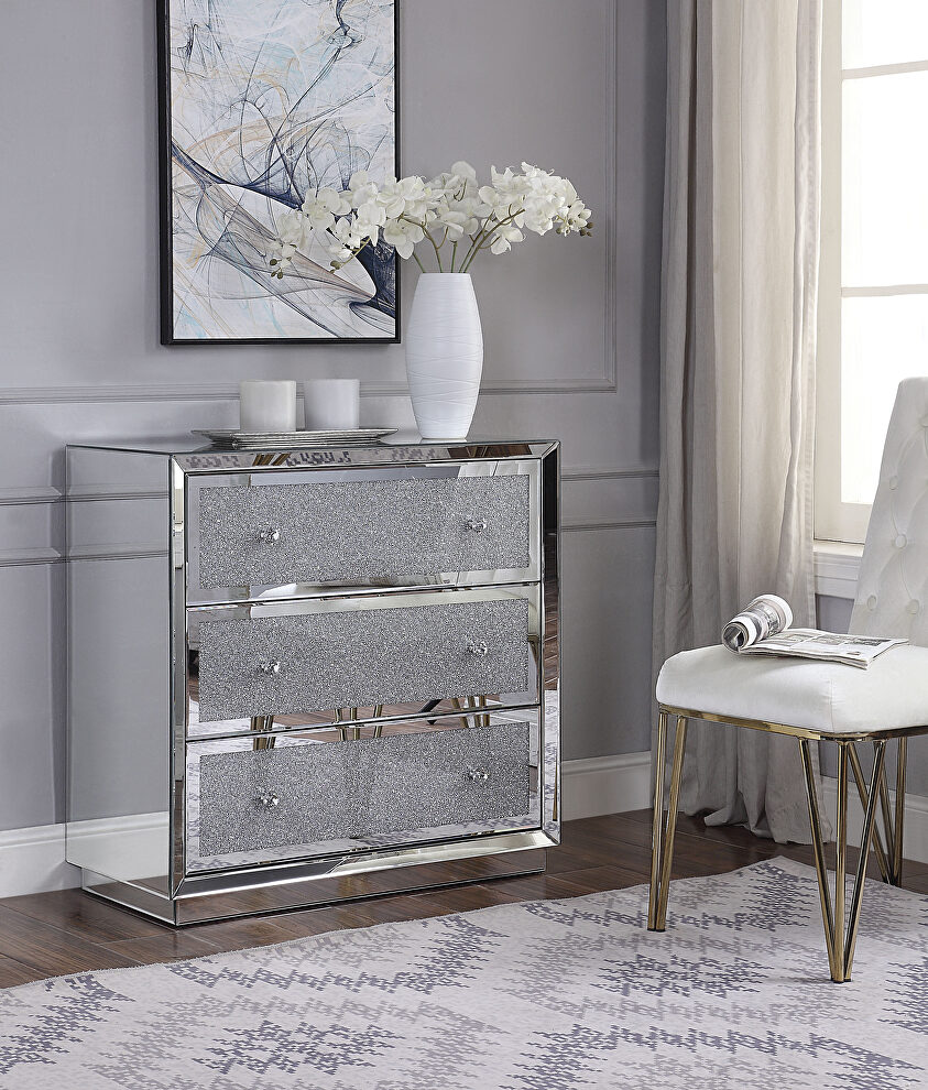 Mirrored & faux crystals console table by Acme