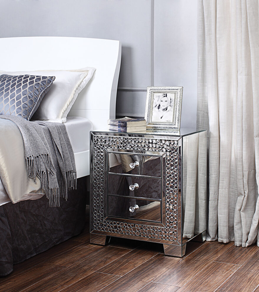 Mirrored & faux gems accent table by Acme