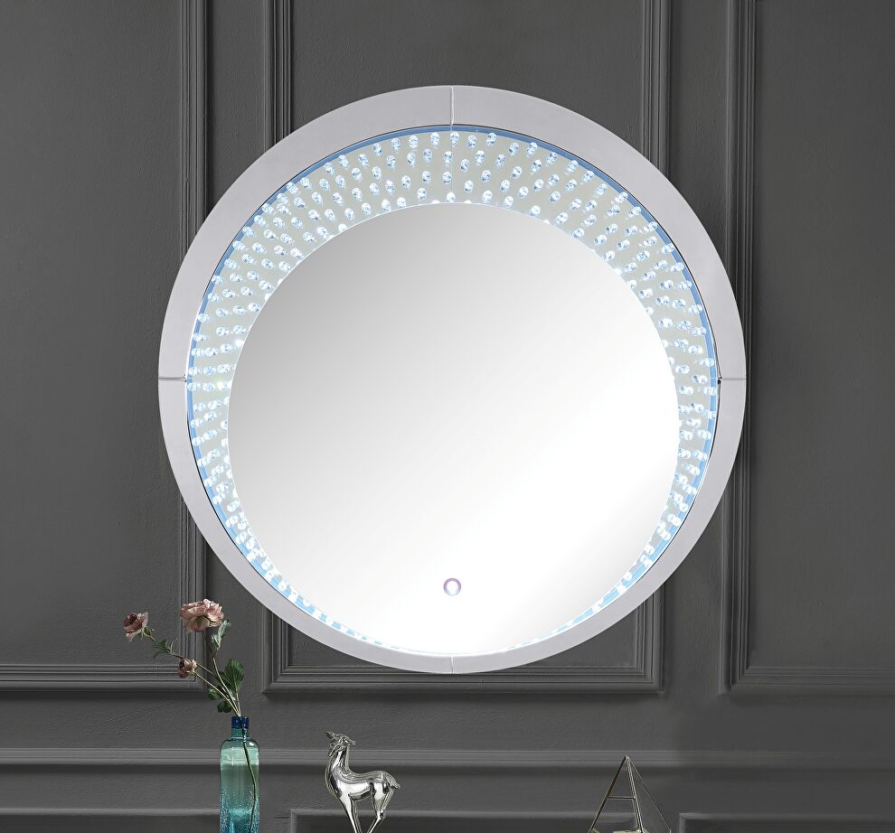 Round shape circle design wall accent mirror by Acme