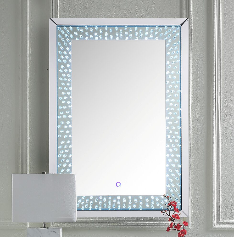 Mirrored & faux crystals wall accent mirror by Acme
