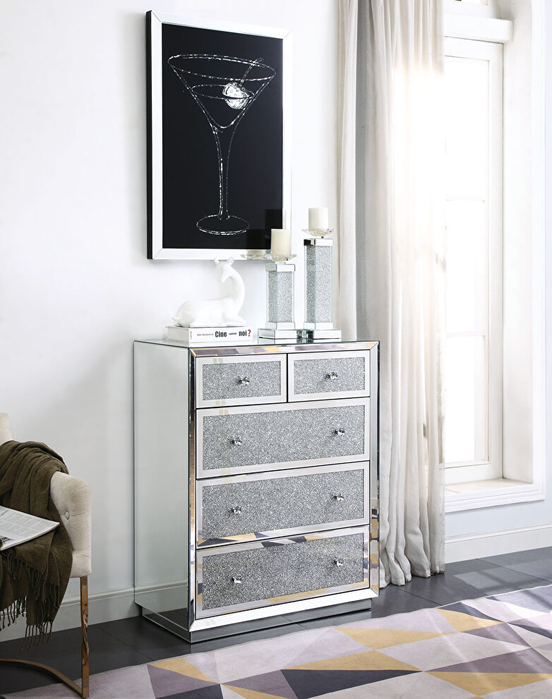 Mirrored & faux crystals chest by Acme