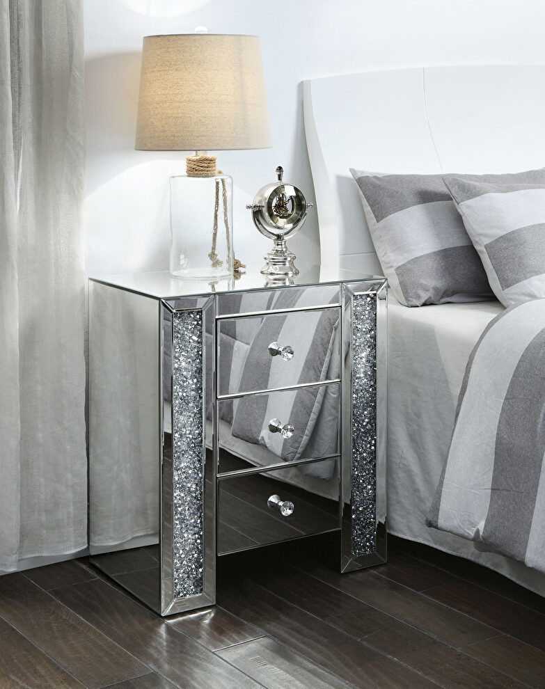 Mirrored & faux diamonds nightstand/end table by Acme