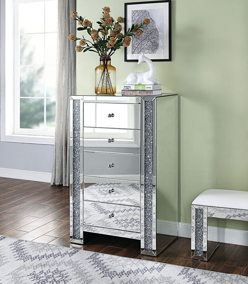 Mirrored & faux diamonds chest by Acme