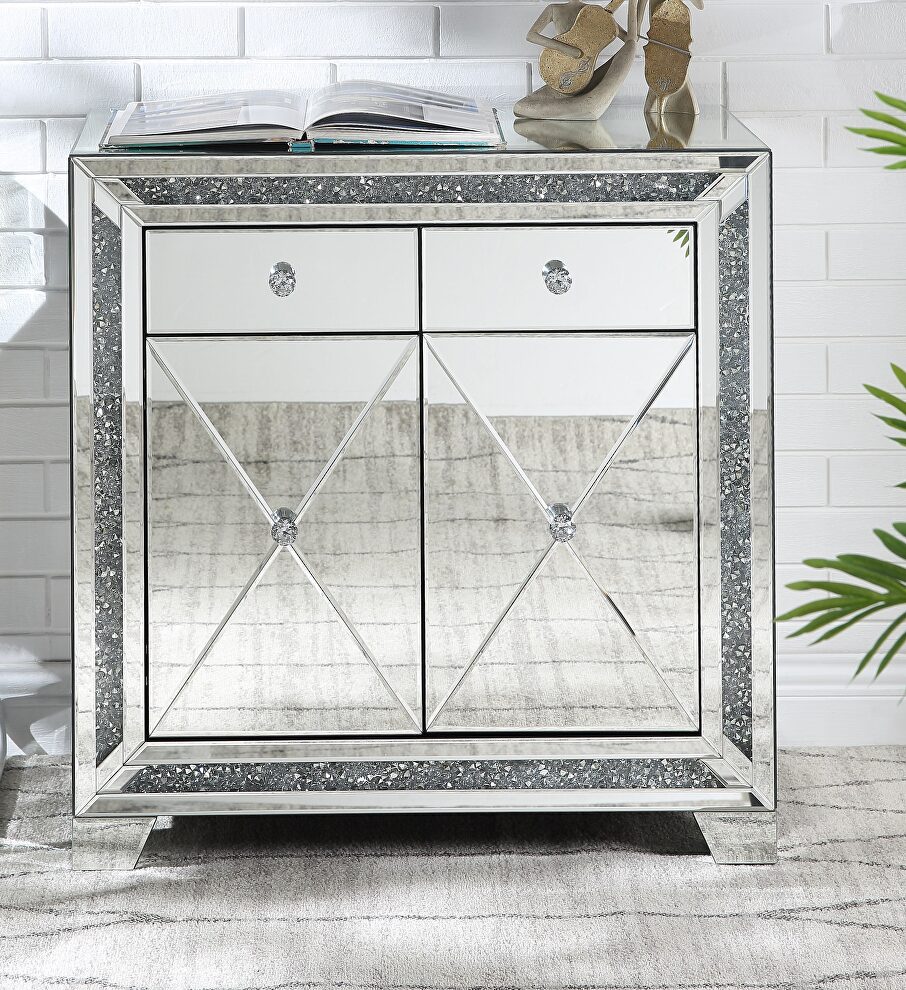 Mirrored & faux diamonds console table by Acme