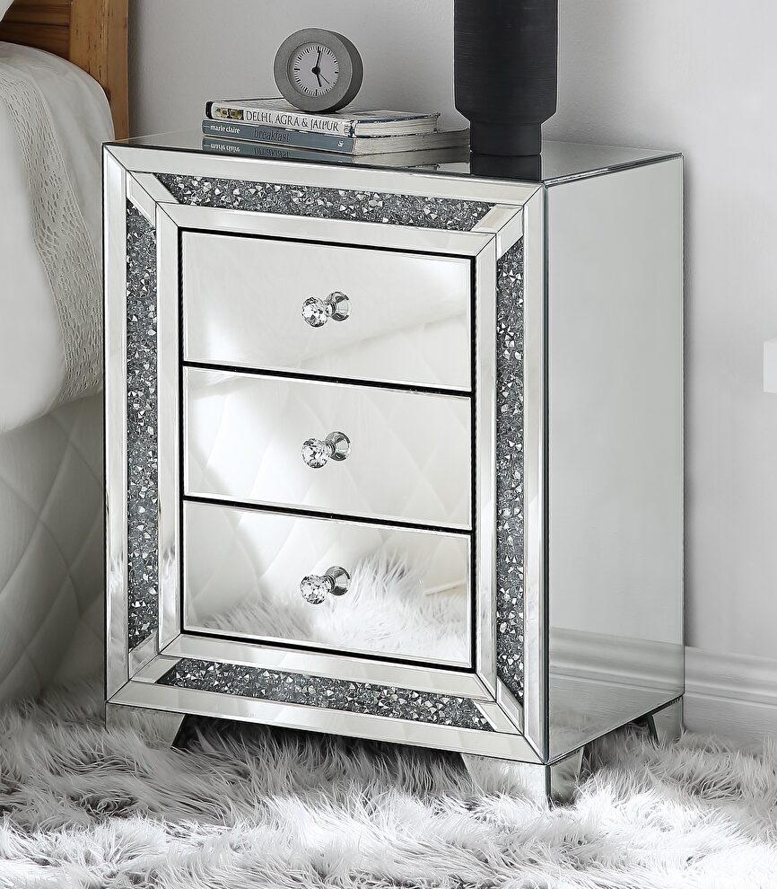 Small accent table in mirrored glam panels design by Acme