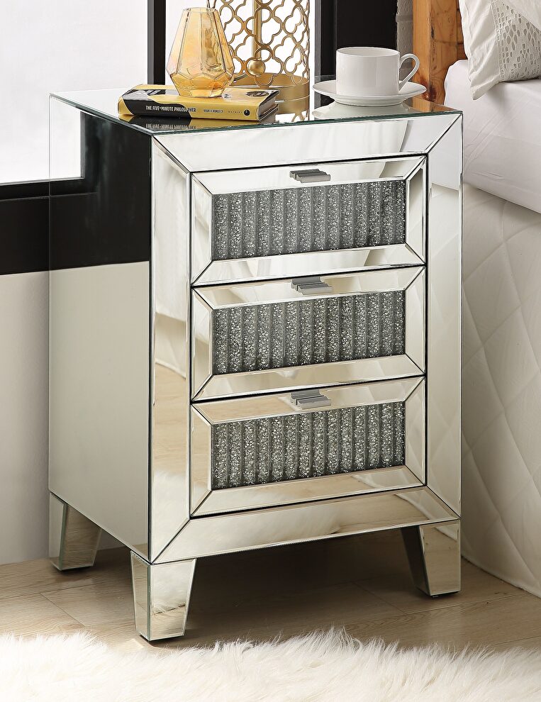 Mirrored accent table / nightstand by Acme