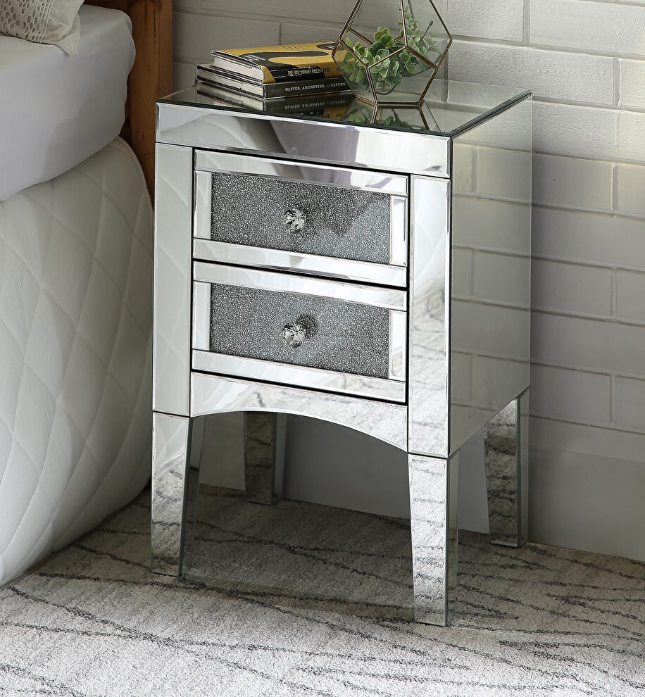 Mirrored & faux stones accent table by Acme