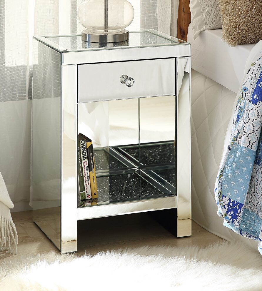 Mirrored small accent table / night table by Acme