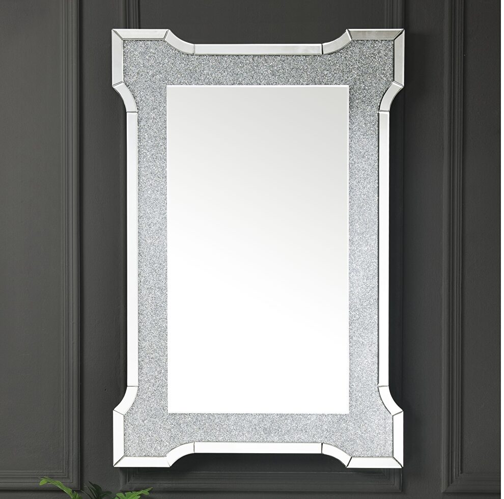 Beveled accent trim stones wall mirror by Acme