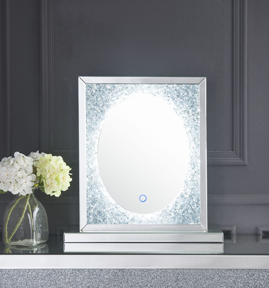 Faux diamonds led accent mirror by Acme
