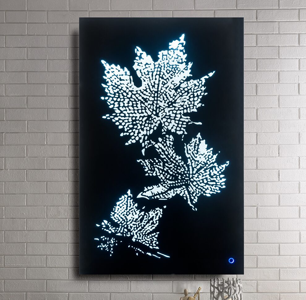 Smoky glass & faux crystal accent wall decor w/ led by Acme