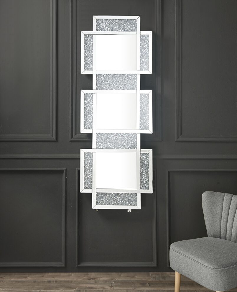 Mirrored & faux diamonds wall mirror by Acme
