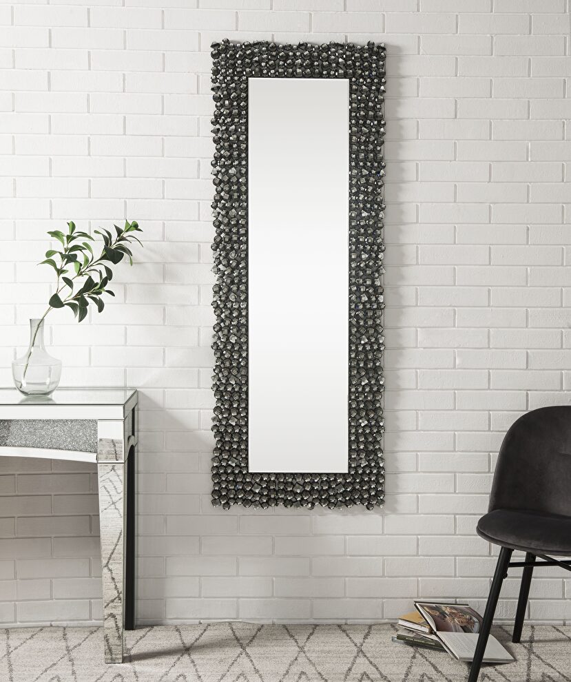 Faux gems wall mirror in glam style by Acme