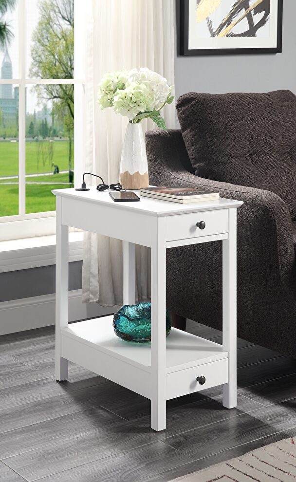 White finish side table by Acme