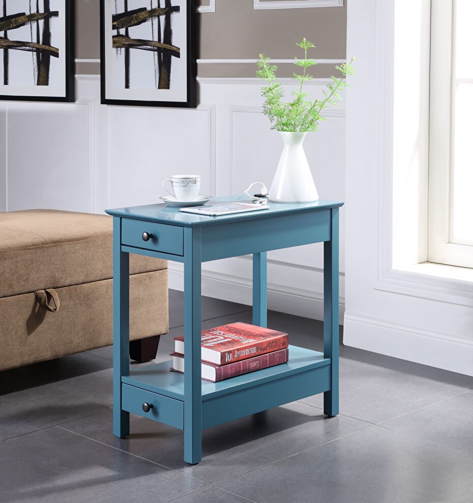Teal finish side table by Acme