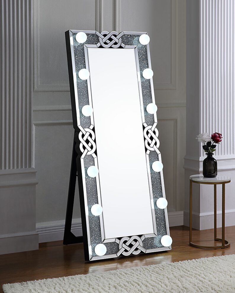 Faux diamonds accent mirror w/ inlay by Acme