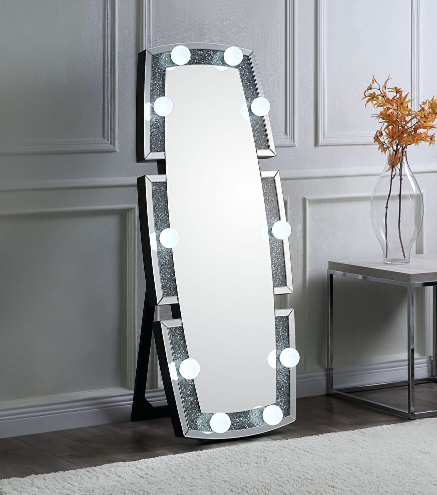Faux diamonds accent mirror w/ side lights by Acme