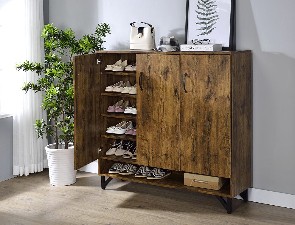 Salvage oak finish shoe cabinet by Acme