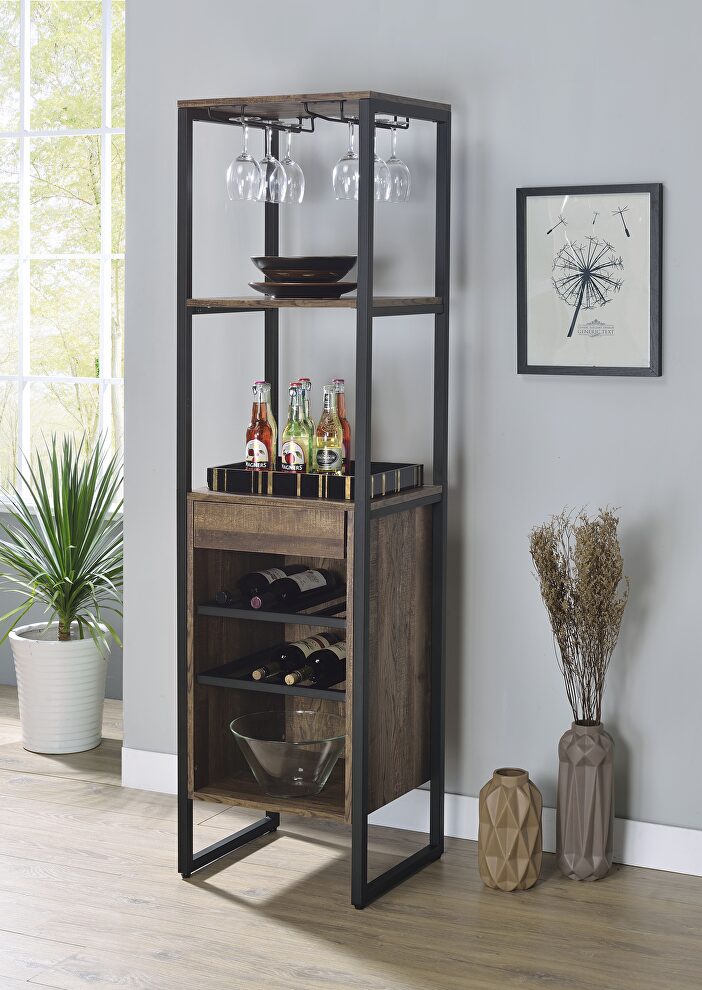 Weathered oak wine rack by Acme