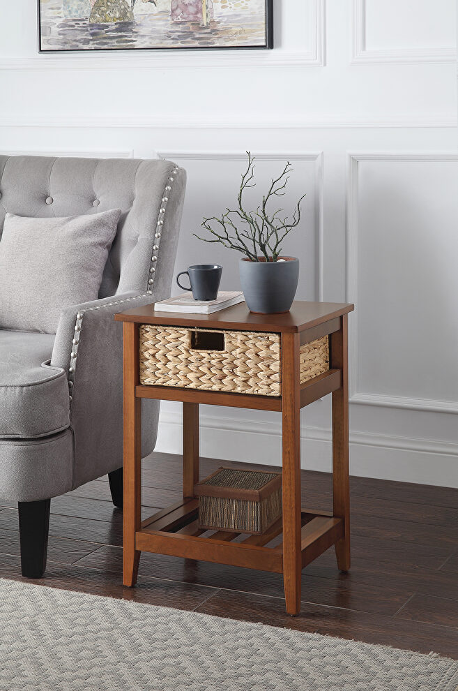 Walnut & natural finish coastal breezy style accent table by Acme