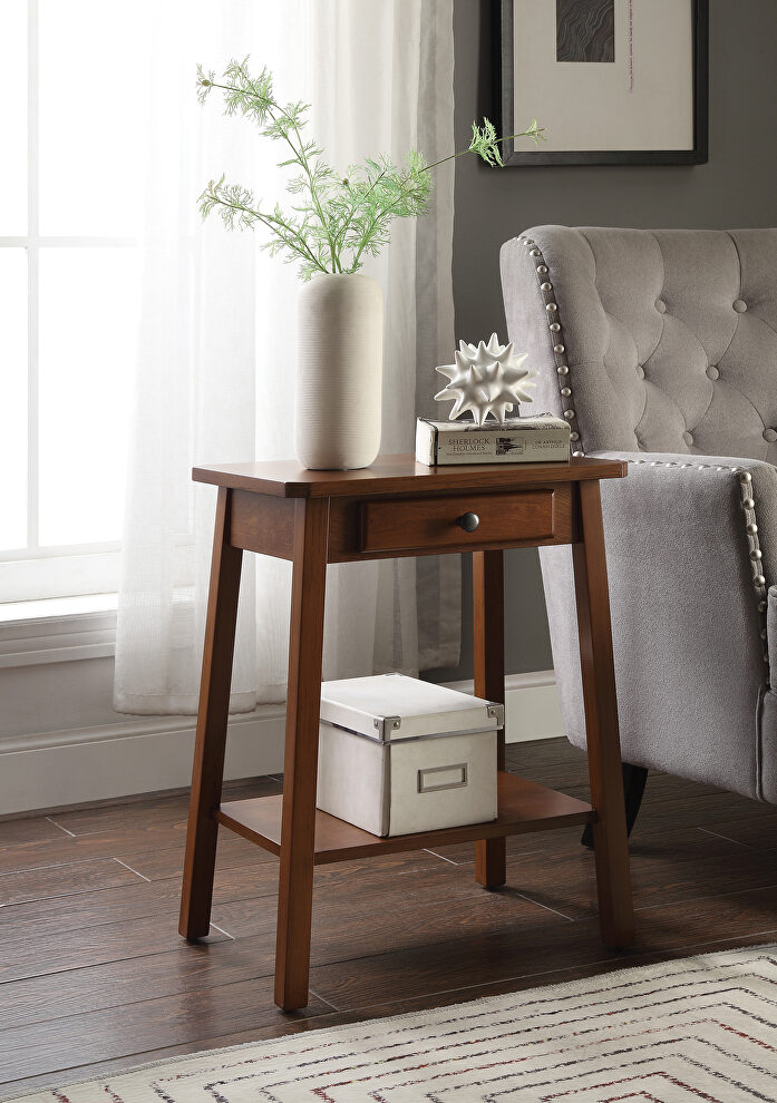 Walnut finish rectangular top accent table by Acme
