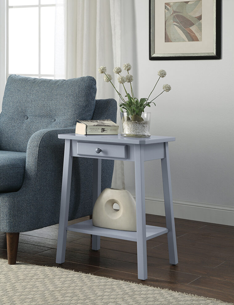 Gray finish rectangular top accent table by Acme
