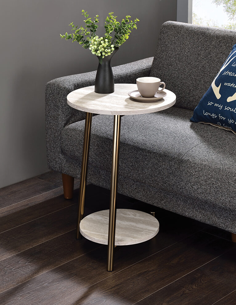 Natural & champagne finish modern and minimalist design accent table by Acme