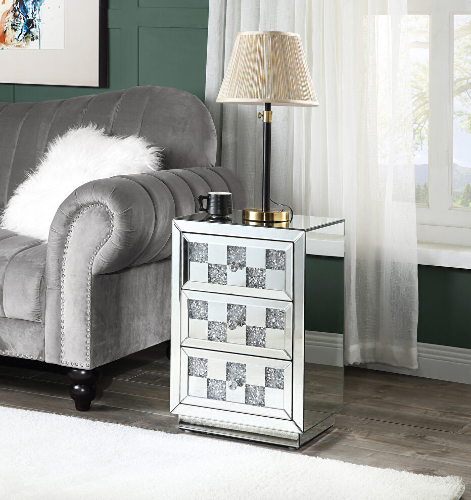 Glamorous mirrored finish accent table by Acme
