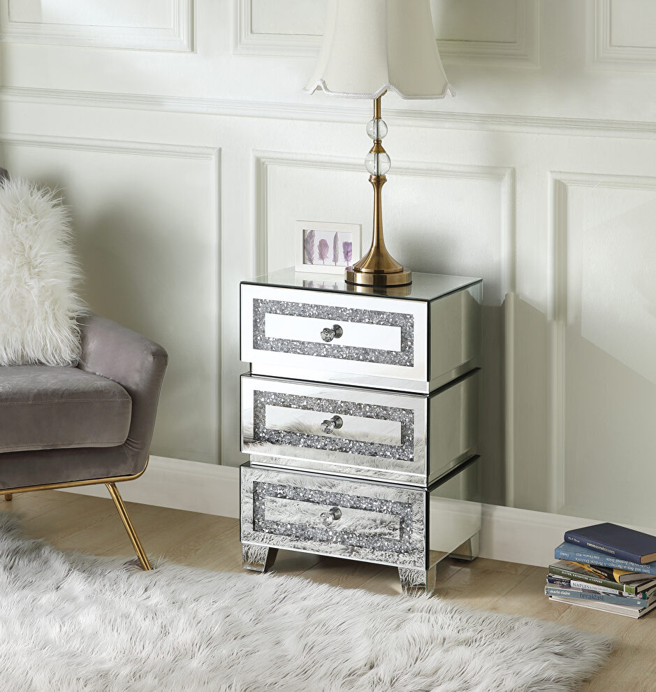 Mirrored & faux diamonds brilliant accent table by Acme