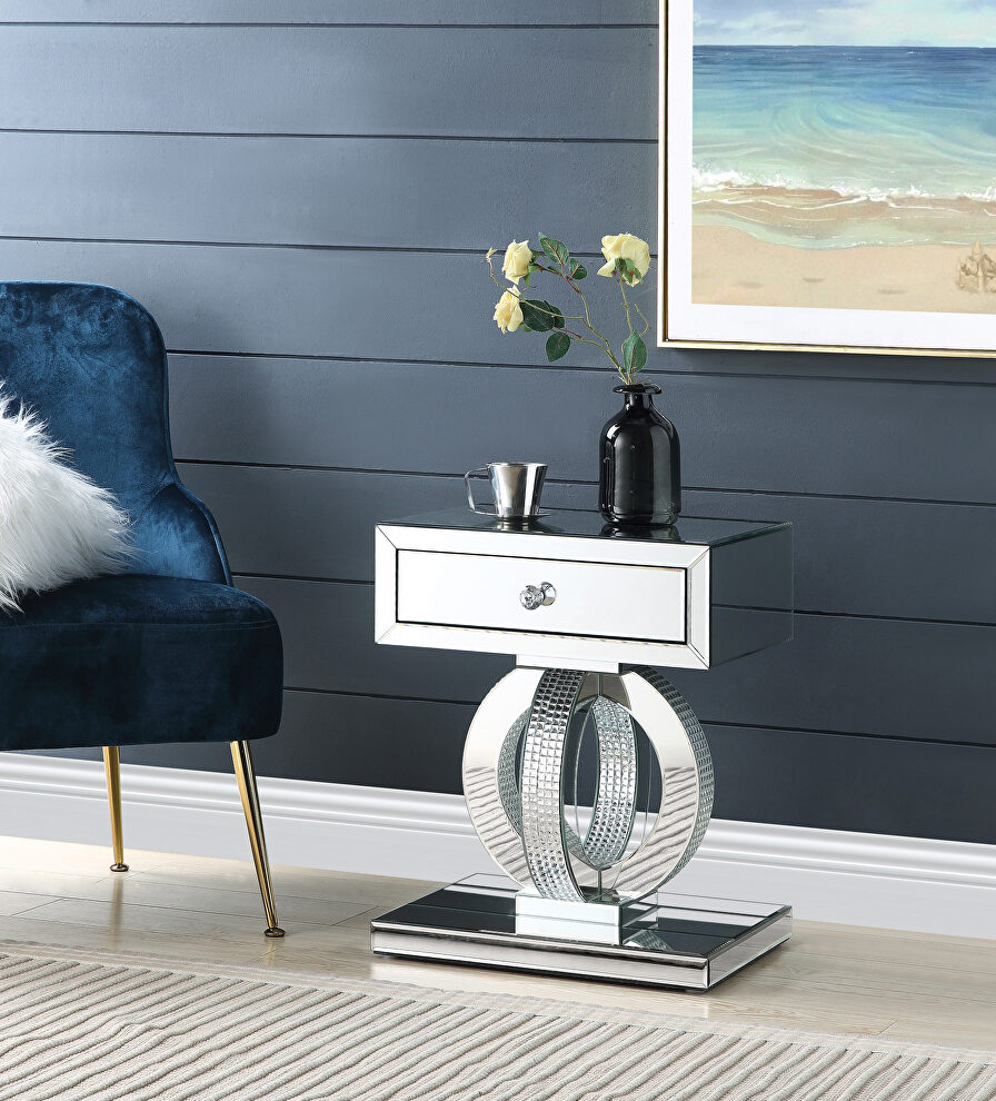 Faux square diamonds accent table w/ storage by Acme
