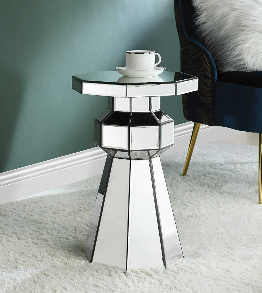 Attractive polygon base glitzy modern style pedestal by Acme