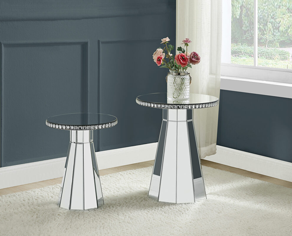 Shinning and modern glamour accent table by Acme