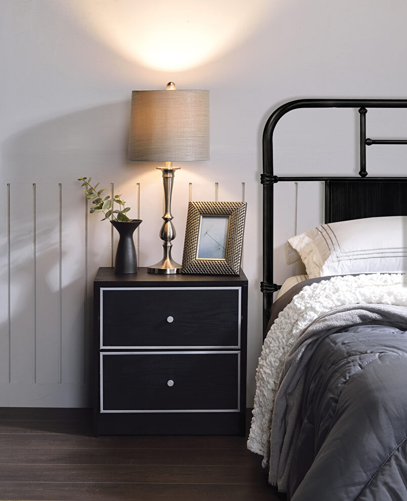 Rich black finish clean-lined silhouette accent table by Acme