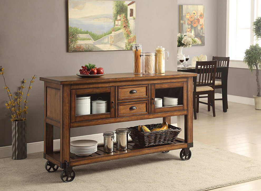 Distressed chestnut kitchen cart by Acme