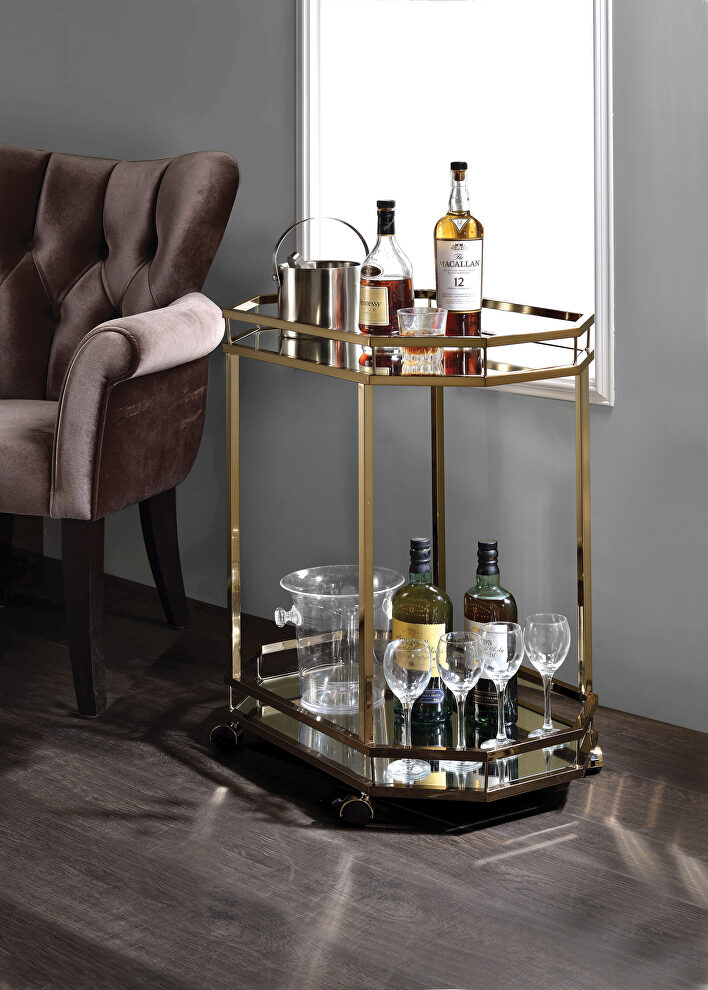 Champagne & mirror serving cart by Acme