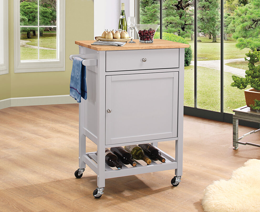 Natural & gray kitchen cart by Acme