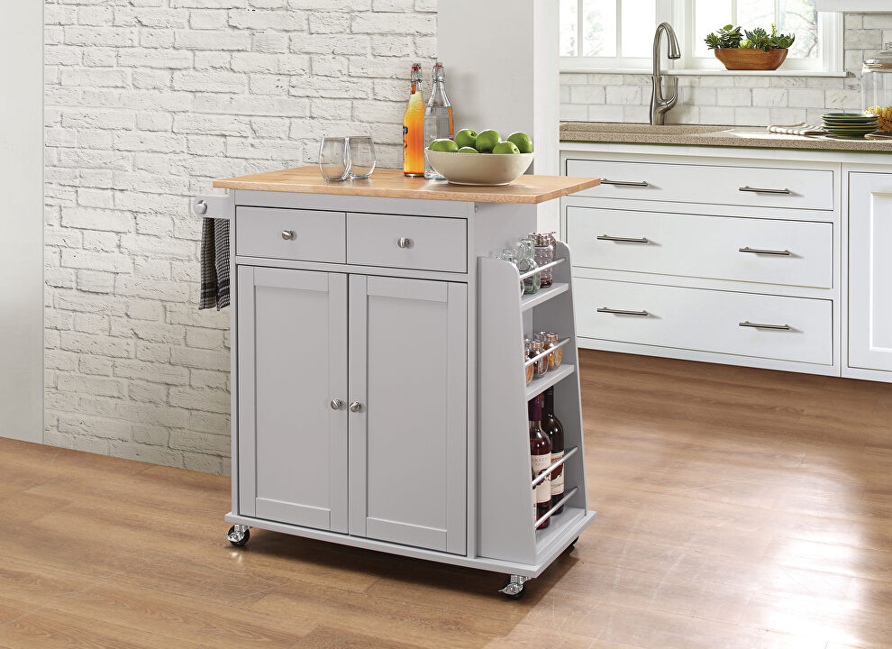 Natural & gray kitchen cart by Acme