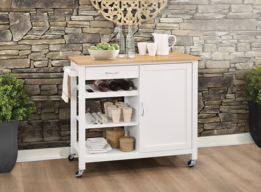 Natural & white kitchen cart by Acme